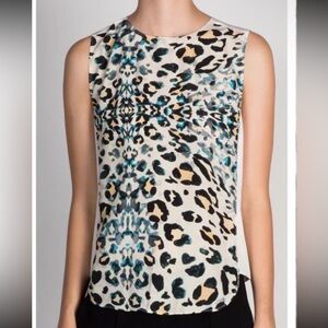 BROCHU WALKER Lexi Silk Leopard Print Tank Top in Cream Size XS